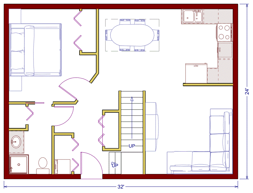  16 X 32 Small House With Loft Floor Plans. on 24 x cabin floor plans