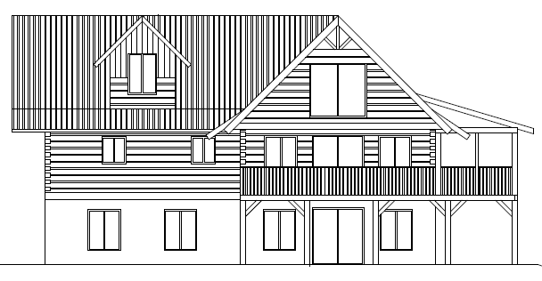 Elevation view of 1344 sqft EcoLog home