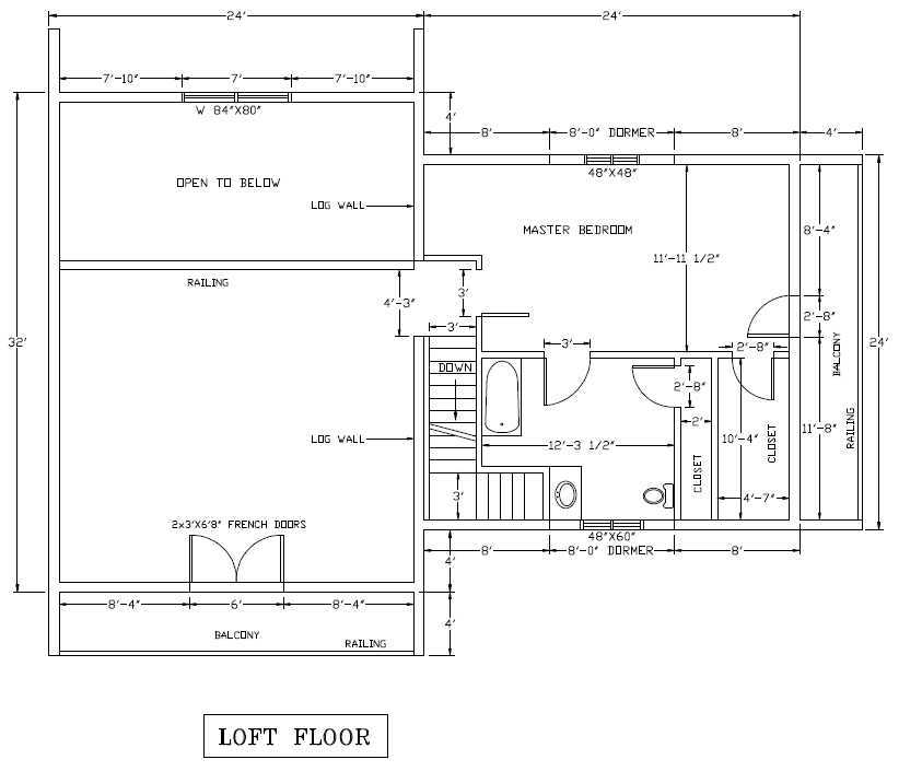 Floor plan loft floor of 1344 sqft EcoLog home Floor plan loft floor of 1344 sqft EcoLog home