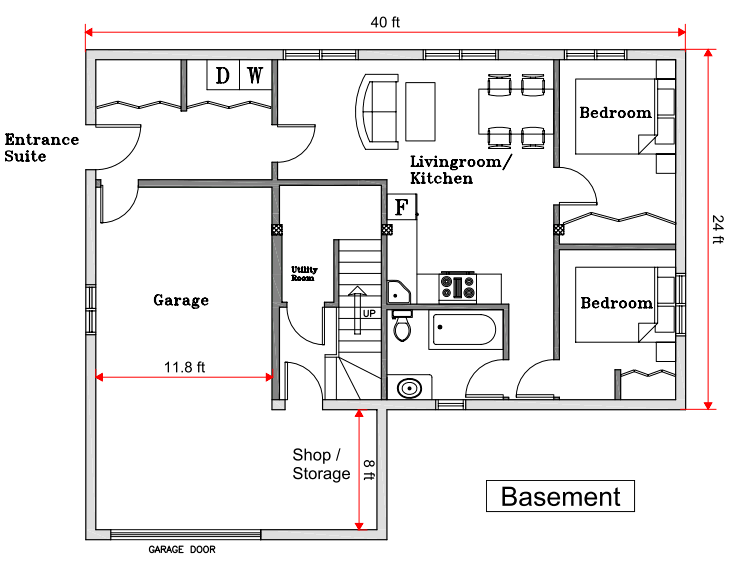 Floor plan basement of The Victorian