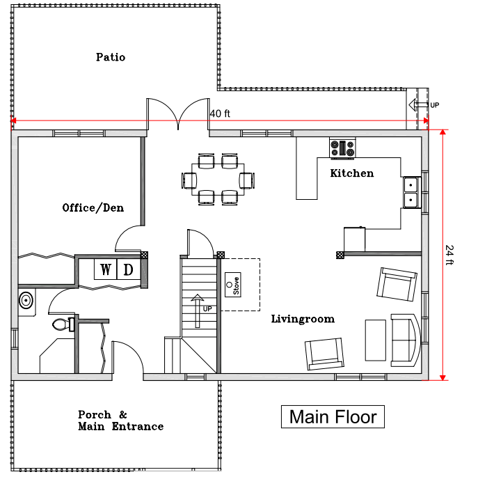 Floor plan main level of The Victorian