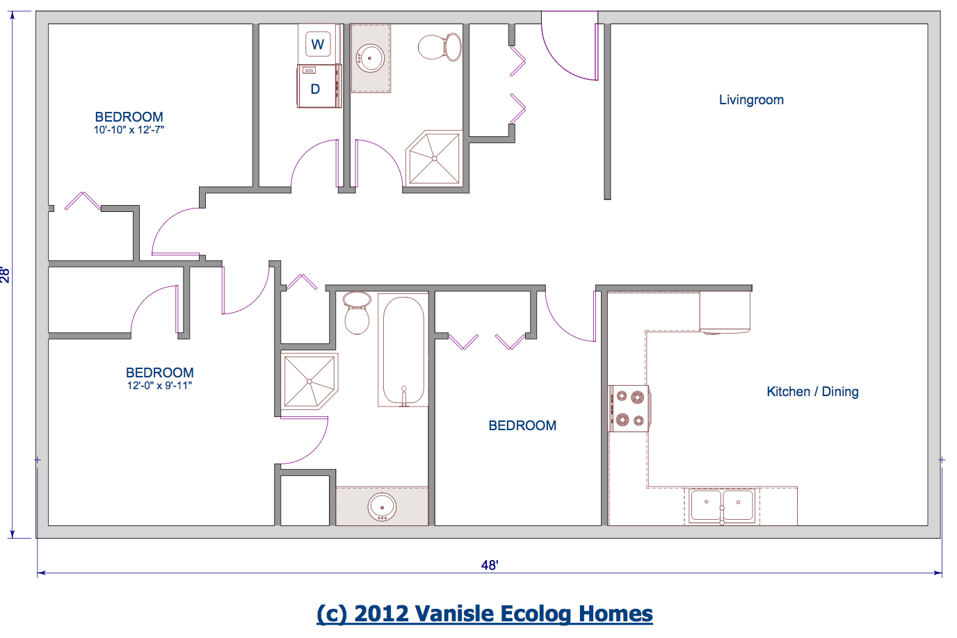 Single Level Log Home Floor Plan